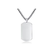 Chavin Büyük Parlak Siyah Dogtag Asker Künyesi Çelik Kolye