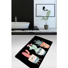 Chilai Home Happy Cactus Djt Siyah 70x120 cm Kaymaz Yıkanabilir Banyo Halısı
