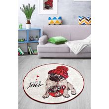 Chilai Home Let It Snow Djt Çap Dekoratif Marka Yıkanabilir Kaymaz Taban 140x140 cm Halı