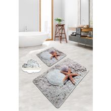 Chilai Home Starfısh 2'li Set Banyo Halısı Paspas Yıkanabilir Kaymaz Taban Klozet Takımı