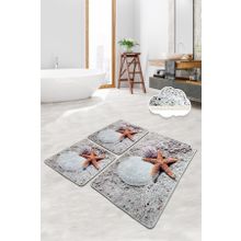 Chilai Home Starfısh 3'lü Set Banyo Halısı Paspas Yıkanabilir Kaymaz Taban Klozet Takımı