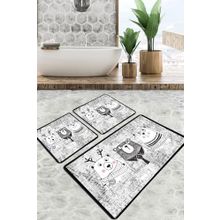 Chilai Home Three Bears Banyo Halısı Djt 3'lü Set Banyo Paspası Kaymaz Tabanlı Klozet Takımı
