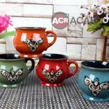 Çiçek Desenli Bardak Acar Kupa 5958 Çiçek Porselen Kupa Bardak