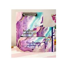 Çılgıntrend Hayallerinin Peşinden Git Tasarımlı Sekreterlik Kalemlik Mor Renk Lastikli Defter