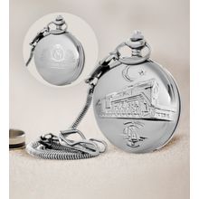 Çılgıntrend Kişiye Özel Tcdd Tren Kabartmalı Silver Köstekli Cep Saati