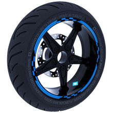 Çınar Extreme Moto GP Yarış Bayraklı Azur Mavi Jant Şeridi Sticker