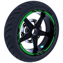 Çınar Extreme Moto GP Yarış Bayraklı Orman Yeşili Jant Şeridi Sticker
