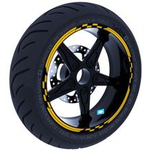 Çınar Extreme Moto GP Yarış Bayraklı Yaldızlı Gold Jant Şeridi Sticker