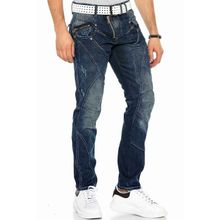 Cipo&Baxx C-0768 Parçalı Dıştan Fermuarlı Lacivert Erkek Kot Pantolon