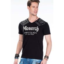 Cipo&Baxx CT377 Lustful Monarch İşlemeli Taşlı Siyah Erkek Tişört