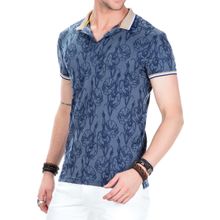 Cipo&Baxx CT451 Polo Yaka Çiçekli Desenli Lacivert Erkek Tişört
