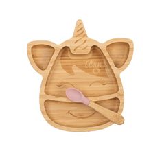 Citron 1073551 Unicorn Bölmeli Organik Bambu Çocuk Yemek Takımı
