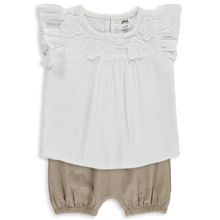 Civil Baby Çiçek Aksesuarlı 6-18 Ay Ekru Takım