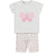 Civil Baby Kelebek Nakışlı 6-18 Ay Ekru Takım