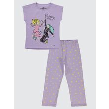 Civil Girls Dijital Lavanta Kız Çocuk Pijama Takımı