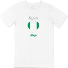 Cix Abuja Nijerya Bayraklı Kalpli Beyaz Erkek T-shirt