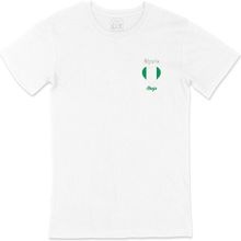 Cix Abuja Nijerya Bayraklı Kalpli Cep Logo Tasarımlı Beyaz Erkek T-shirt
