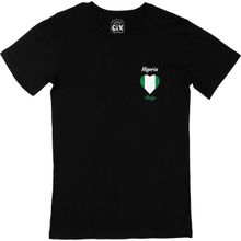 Cix Abuja Nijerya Bayraklı Kalpli Cep Logo Tasarımlı Siyah Erkek T-shirt
