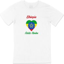 Cix Addis Ababa Etiyopya Bayraklı Kalpli Beyaz Erkek T-shirt