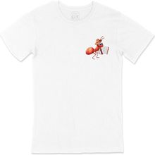Cix Akordeon Çalan Karınca Cep Logo Tasarımlı Beyaz Erkek T-shirt