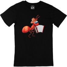 Cix Akordeon Çalan Karınca Siyah Erkek T-shirt