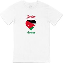 Cix Amman Ürdün Bayraklı Kalpli Beyaz Erkek T-shirt