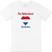 Cix Amsterdam Hollanda Bayraklı Kalpli Beyaz Erkek T-shirt