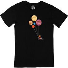 Cix Bisikletli Uçan Gezegenler Siyah Erkek T-shirt