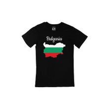 Cix Bulgaristan Haritalı ve Bayraklı Siyah Erkek T-shirt