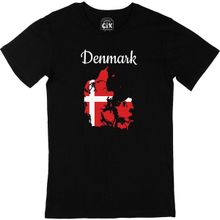 Cix Danimarka Haritalı ve Bayraklı Siyah Erkek T-shirt