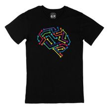 Cix Dijital Beyin Kısa Kollu Siyah T-shirt