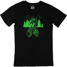 Cix Doğa ve Bisiklet Tutkunu Baskılı Kısa Kollu Siyah T-shirt