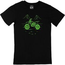 Cix Doğadaki Bisiklet Baskılı Kısa Kollu Siyah T-shirt