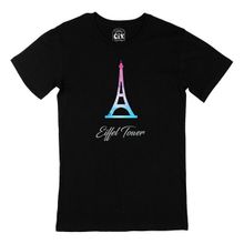 Cix Eiffel Tower Baskılı Yuvarlak Yaka Siyah T-shirt