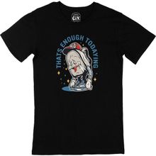 Cix Enough Today Yorgun Baskılı Yuvarlak Yaka Siyah T-shirt