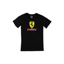 Cix F1 Ferrari Scuderia Baskılı Yuvarlak Yaka Siyah T-shirt