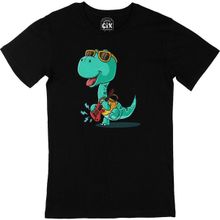 Cix Gitarlı Dinozor Siyah Erkek T-shirt