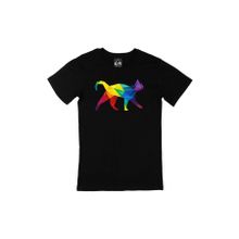 Cix Gökkuşağı Renkli Polygon Kedi Siyah Erkek T-shirt