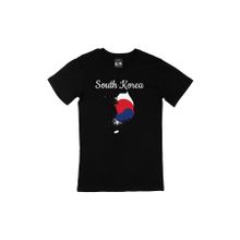 Cix Güney Kore Haritalı ve Bayraklı Siyah Erkek T-shirt