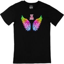Cix Hayallerine Uç Renkli Kanatlı Baskılı Siyah Erkek T-shirt