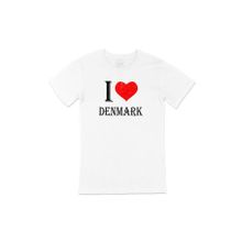 Cix I Love Danimarka Baskılı Beyaz Unisex T-shirt