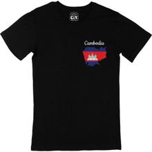 Cix Kamboçya Haritalı ve Bayraklı Siyah T-shirt