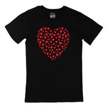 Cix Kırmızı Kalpler Siyah Erkek T-shirt