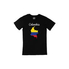 Cix Kolombiya Haritalı ve Bayraklı Baskılı Siyah Erkek T-shirt