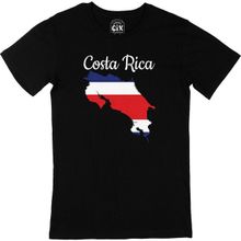 Cix Kosta Rika Haritalı ve Bayraklı Baskılı Siyah Erkek T-shirt