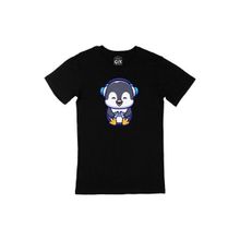 Cix Kulaklıklı Penguen Siyah Erkek T-shirt