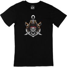 Cix Kuru Kafa Korsan Logo Cep Logo Tasarımlı Siyah Erkek T-shirt