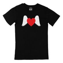 Cix Melek Kanatlı Kalp Siyah Erkek T-shirt