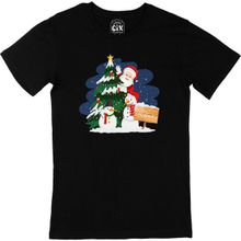 Cix Mutlu Yıllar Santa Claus Baskılı Siyah Unisex T-shirt