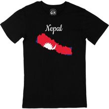 Cix Nepal Haritalı ve Bayraklı Baskılı Siyah Unisex T-shirt